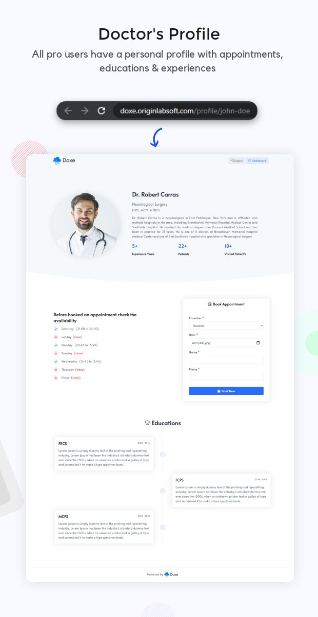 Doxe - SaaS Multi-Doctor Appointment & ePrescription Platform